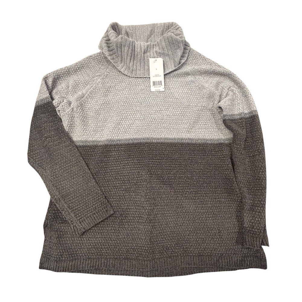 New Directions Women’s Gray Ombre Tunic Turtleneck Sweater Large Acrylic NWT‎